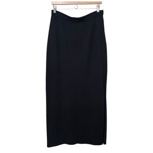 St. John Black Santana Knit Maxi Pencil Skirt Side Slit Career Old Money Size 14